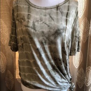 Asymmetrical Olive Tie Dye T